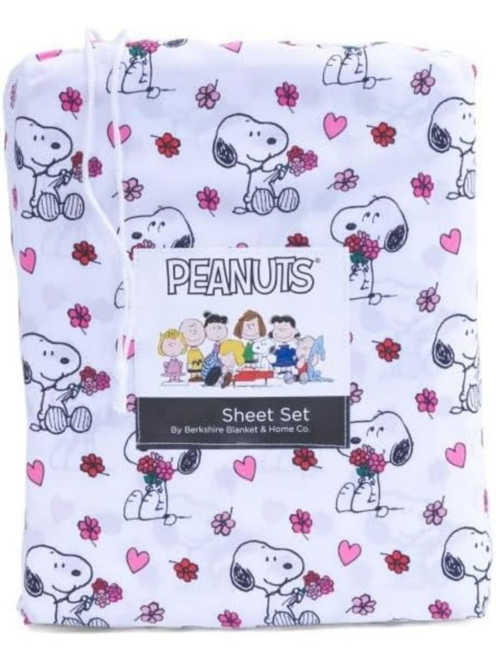 Valentine's Day Peanuts Bedding Set - King Love Blooms Sheet Set, Cozy & Cute